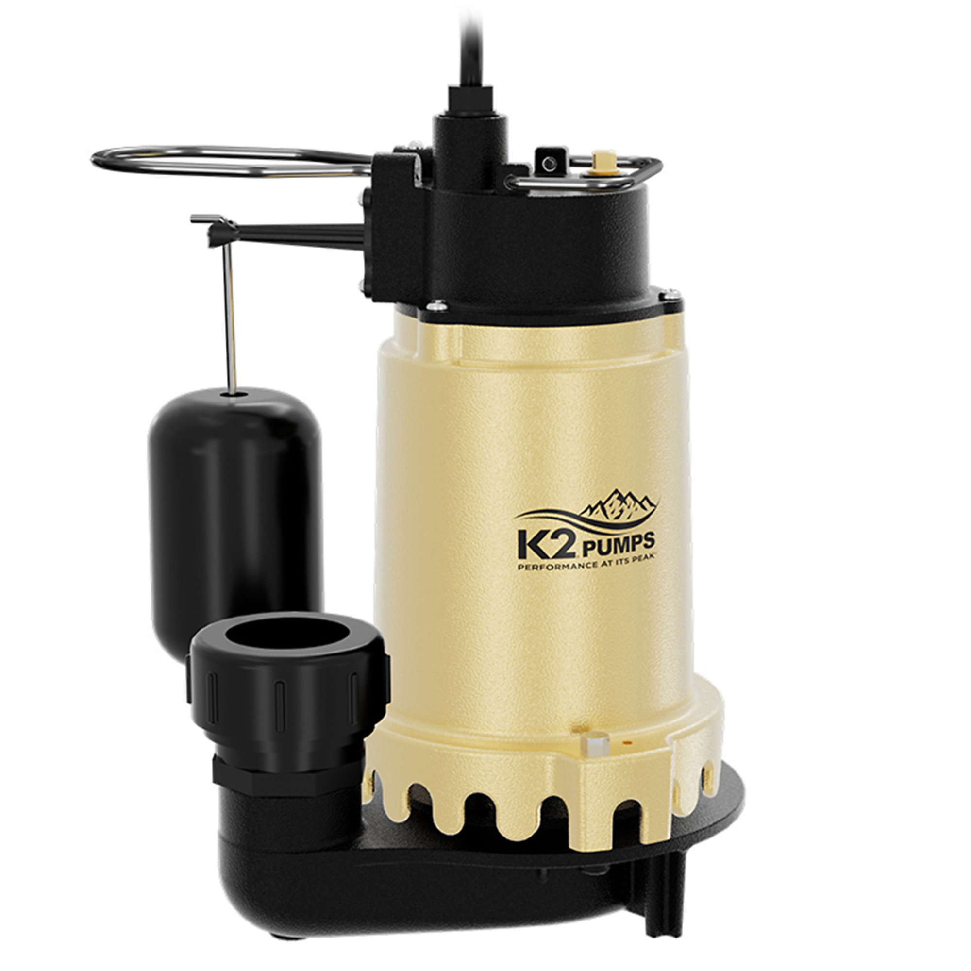 K2 PRO 3/4 HP Cast Iron Sump Pump- Snap Action Switch, Max. Flow 5200 GPH, Port Size 1.5 in, Model# SPI07502K